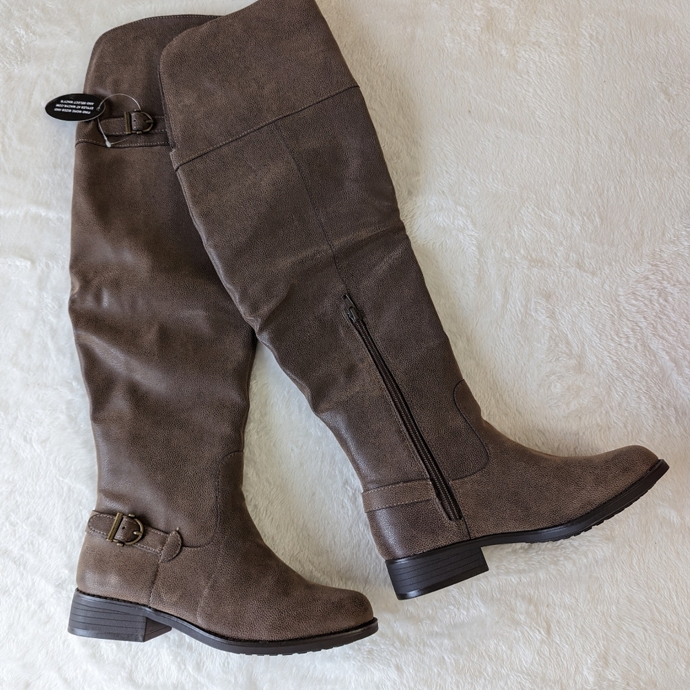 American Rag Brown Over the Knee Boots with Classic Equestrian Design - Picture 1 of 5